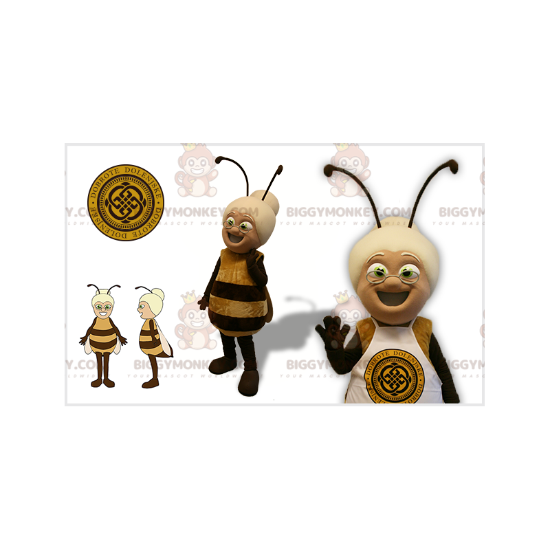 Bee BIGGYMONKEY™ Maskottchen-Kostüm mit altem Frauenkopf -
