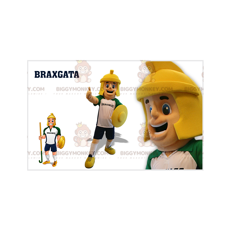 Gladiator Man BIGGYMONKEY™ Mascot Costume with Helmet and