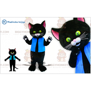 BIGGYMONKEY™ maskotkostume kæmpe sort kat med smukke grønne og