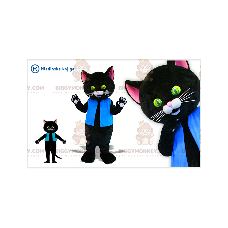 BIGGYMONKEY™ maskotkostume kæmpe sort kat med smukke grønne og