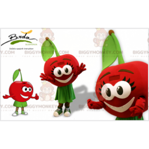 Costume da mascotte BIGGYMONKEY™ rosso e verde ciliegia molto