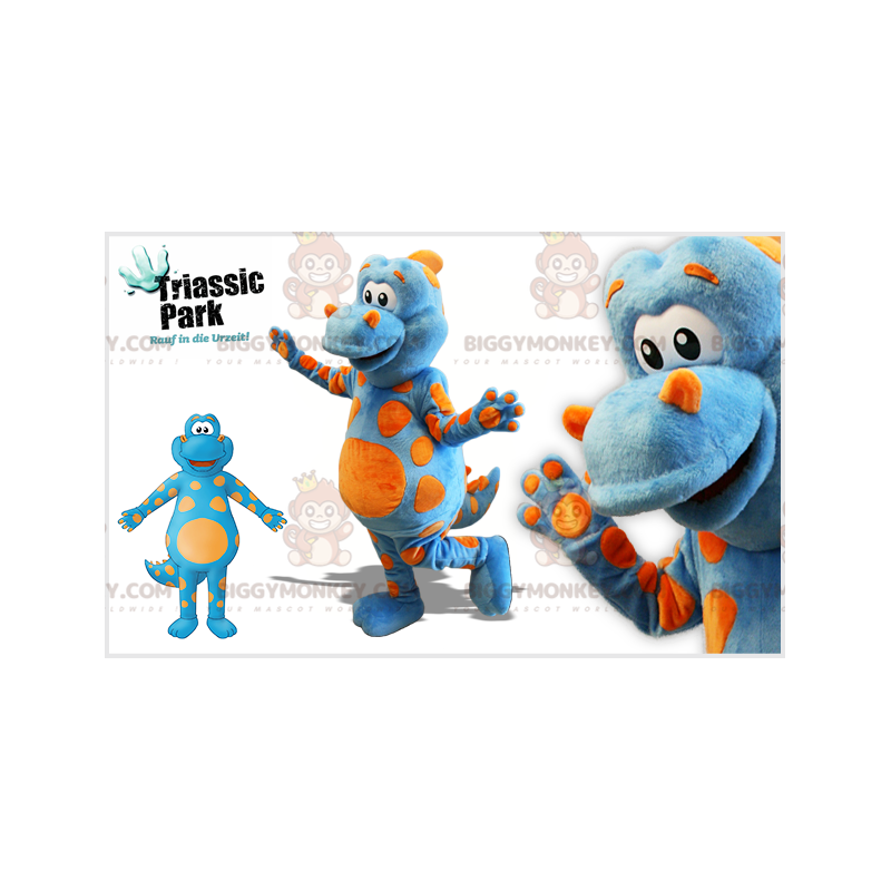 Costume da dinosauro gigante blu e arancione BIGGYMONKEY™ -