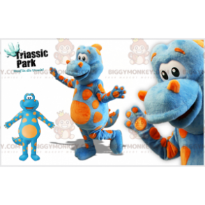 Kæmpe blå og orange dinosaur BIGGYMONKEY™ maskotkostume -