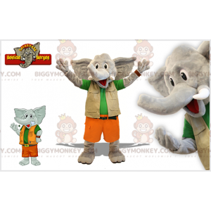 Costume de mascotte BIGGYMONKEY™ d'éléphant gris en tenue