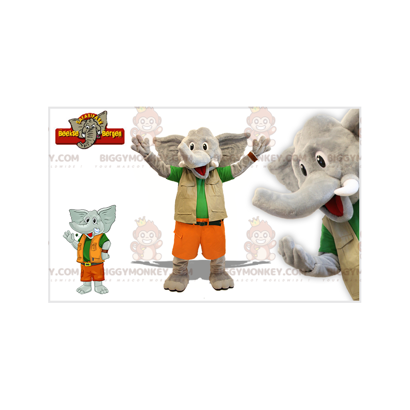 Costume de mascotte BIGGYMONKEY™ d'éléphant gris en tenue