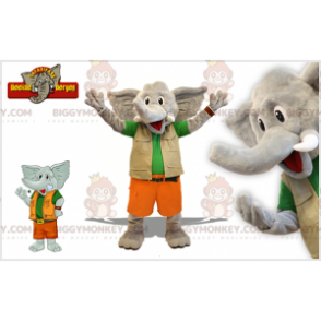 Costume de mascotte BIGGYMONKEY™ d'éléphant gris en tenue