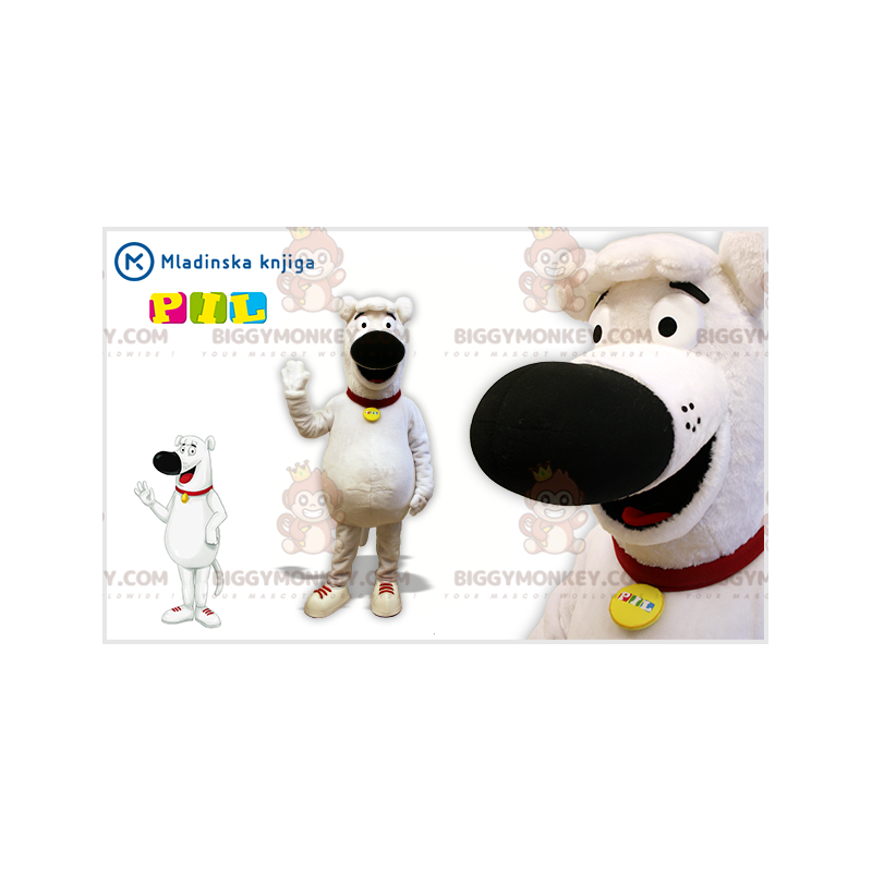 Fantasia de mascote BIGGYMONKEY™ de cachorro branco e preto