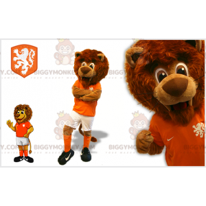 Costume de mascotte BIGGYMONKEY™ de lion marron en tenue de