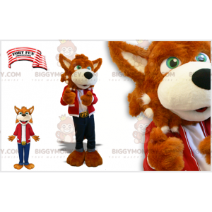 Soft Colorful Orange and White Fox BIGGYMONKEY™ Mascot Costume