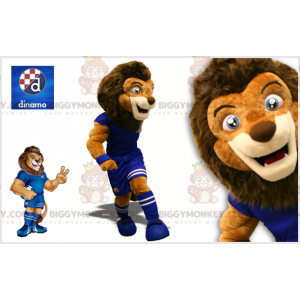 BIGGYMONKEY™ Tofarvet brun løvemaskotkostume i fodboldtøj -