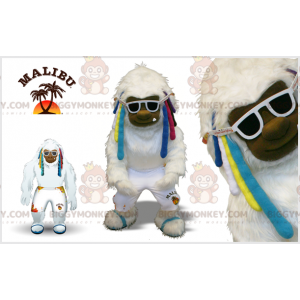 Disfraz de mascota Yeti BIGGYMONKEY™ blanco con mechones de