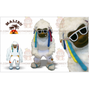 Wit Yeti BIGGYMONKEY™-mascottekostuum met kleursloten -