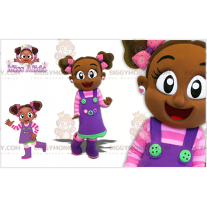 Traje de mascote de menina africana BIGGYMONKEY™ com roupa