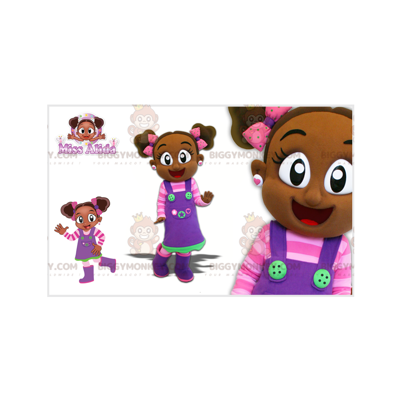 Costume de mascotte BIGGYMONKEY™ de petite fille africaine avec