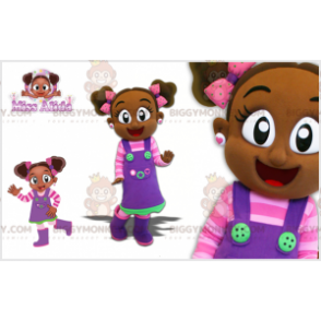 BIGGYMONKEY™ Little African Girl Mascot Costume with Colorful
