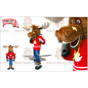 Kostým maskota hokejisty BIGGYMONKEY™ Caribou. Kostým maskota