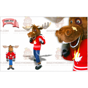 BIGGYMONKEY™ Caribou Hockey Player Mascot Kostume. Elg