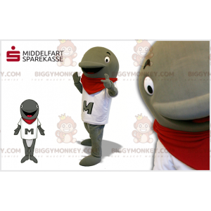Costume da mascotte delfino grigio BIGGYMONKEY™ con t-shirt