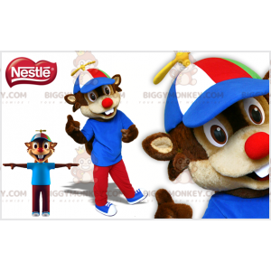 Brown and Beige Squirrel BIGGYMONKEY™ Mascot Costume with Cap –