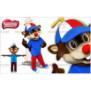 Brown and Beige Squirrel BIGGYMONKEY™ Mascot Costume with Cap -