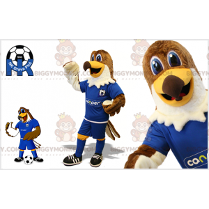 Kostým maskota BIGGYMONKEY™ Hnědobílý Eagle ve fotbalovém