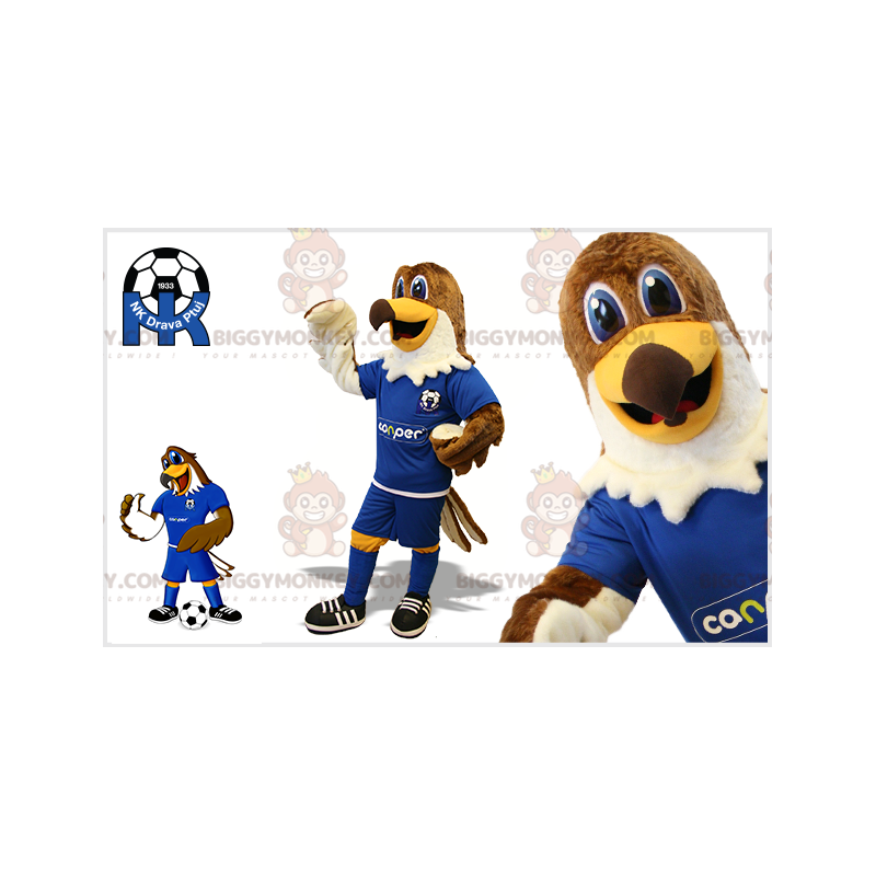 BIGGYMONKEY™ Mascot Costume Brown And White Eagle In Footballer