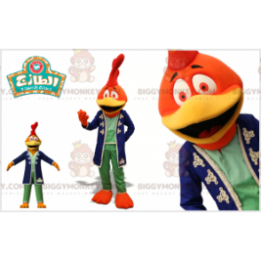 Orange Red and Yellow Rooster BIGGYMONKEY™ Mascot Costume. Bird