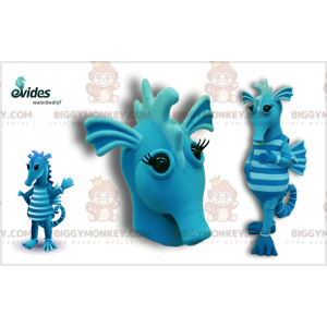 Blauw en lichtblauw zeepaardje BIGGYMONKEY™ mascottekostuum.