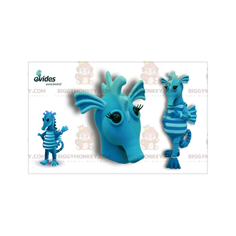 Costume de mascotte BIGGYMONKEY™ d'hippocampe bleu et bleu