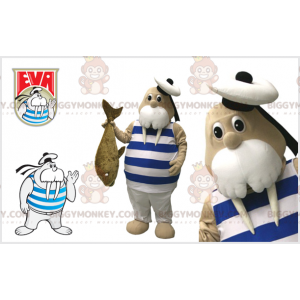 Disfraz de mascota Walrus BIGGYMONKEY™ con traje de marinero y