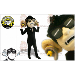 Black Monkey BIGGYMONKEY™ mascottekostuum met oordopjes -