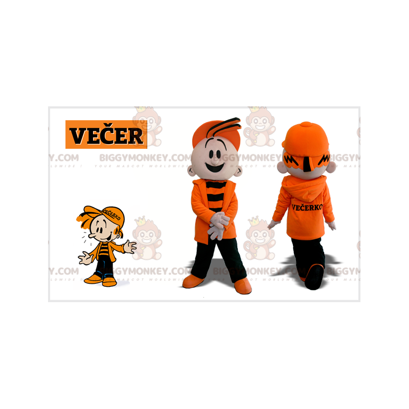 Toddler Boy BIGGYMONKEY™ Mascot Costume Dressed in Orange and