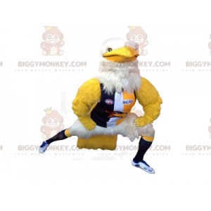 Costume de mascotte BIGGYMONKEY™ d'aigle blanc et jaune musclé