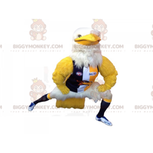 Traje de mascote Muscle White & Yellow Eagle BIGGYMONKEY™ em