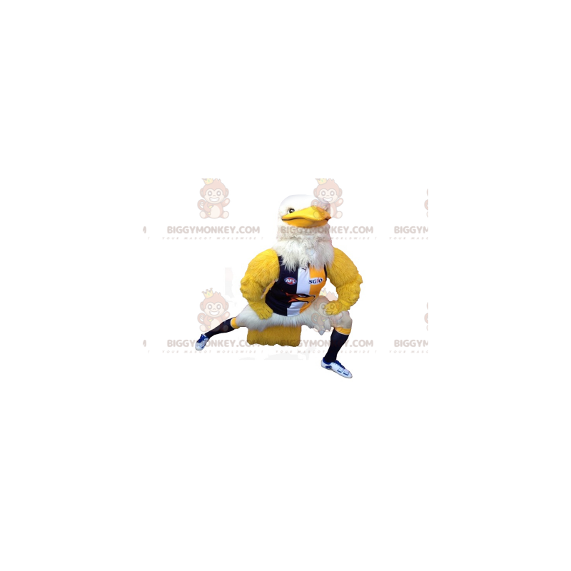 Costume de mascotte BIGGYMONKEY™ d'aigle blanc et jaune musclé