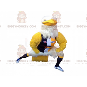 Kostým žlutobílého maskota BIGGYMONKEY™ se sportovním oblečením