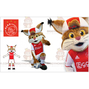 BIGGYMONKEY™ mascottekostuum van bruine en witte lynx in