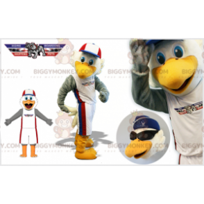 BIGGYMONKEY™ Mascot Costume Gray and White Eagle In Sportswear