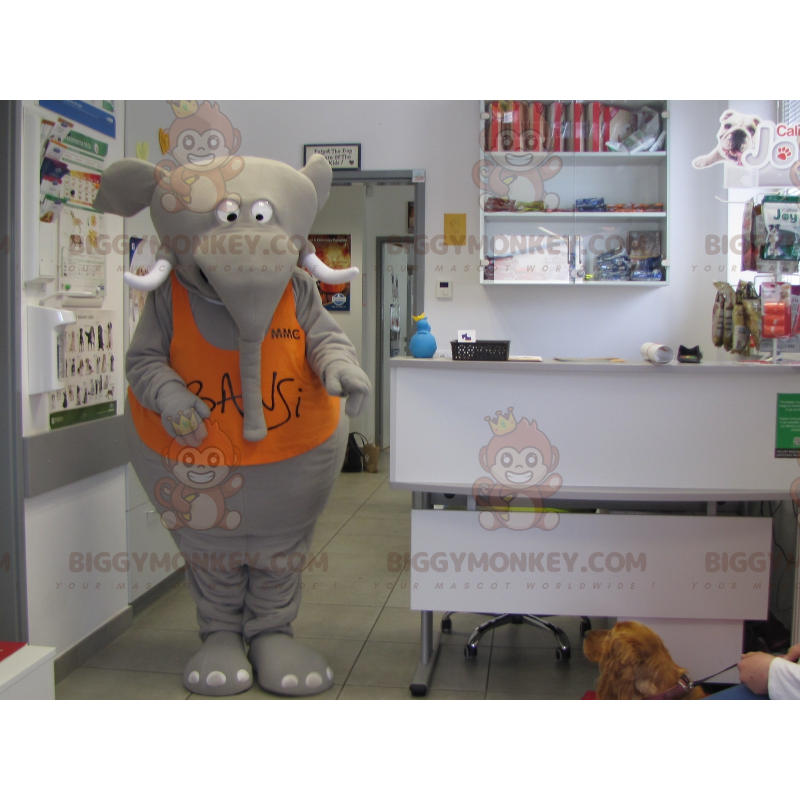 Costume mascotte BIGGYMONKEY™ con elefante grigio molto