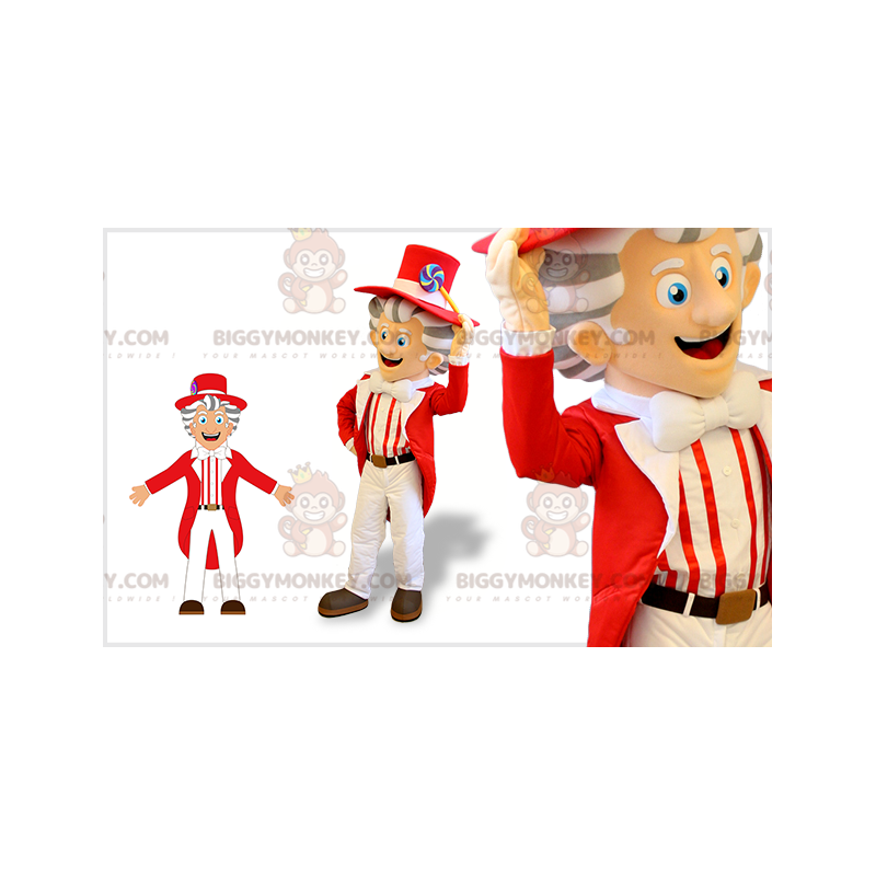 Very Stylish Man BIGGYMONKEY™ Mascot Costume With Red And White