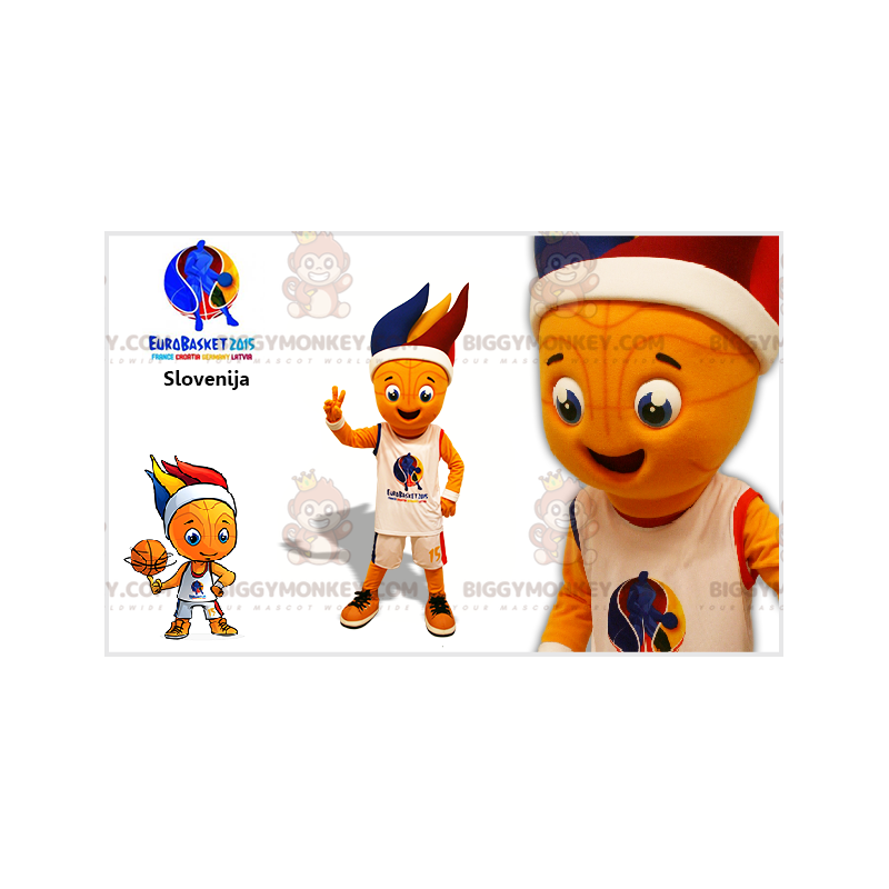 Costume mascotte BIGGYMONKEY™ da basket rotondo sorridente -