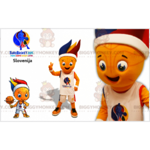 Costume mascotte BIGGYMONKEY™ da basket rotondo sorridente -