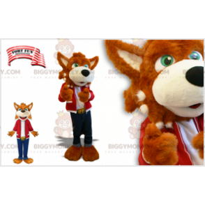 Costume de mascotte BIGGYMONKEY™ de loup de chien marron avec