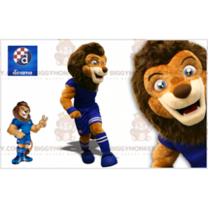 Στολή μασκότ BIGGYMONKEY™ Καφέ λιοντάρι με στολή ποδοσφαιριστή