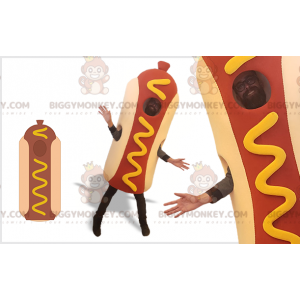 Giant Hot Dog BIGGYMONKEY™ Mascot Costume. fast food costume -