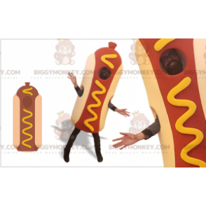 Giant Hot Dog BIGGYMONKEY™ Mascot Costume. fast food costume -