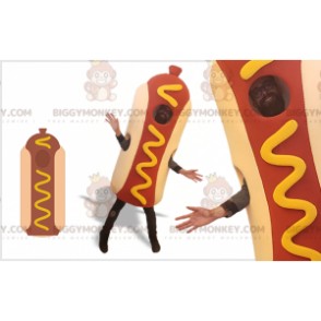 Kæmpe Hot Dog BIGGYMONKEY™ maskotkostume. fastfood kostume -