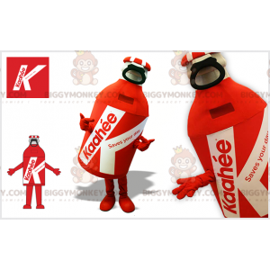 Costume da mascotte BIGGYMONKEY™ con bottiglia gigante rossa e