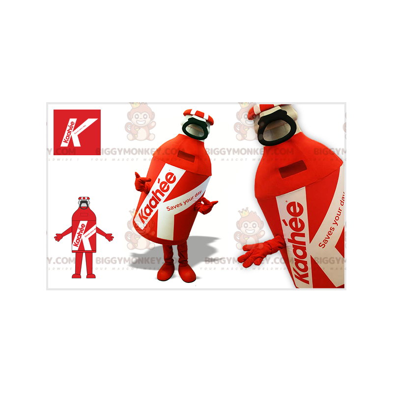 Kostým maskota obří červenobílé láhve BIGGYMONKEY™ –