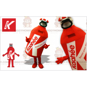 Kostým maskota obří červenobílé láhve BIGGYMONKEY™ –